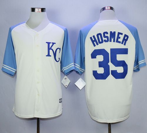 Royals #35 Eric Hosmer Cream Exclusive Vintage Stitched MLB Jersey - Click Image to Close